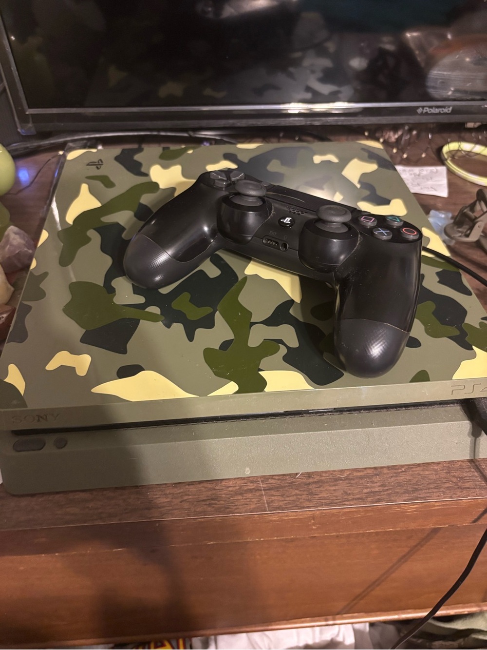 Camo Green Slim Gaming Console with Black Controller